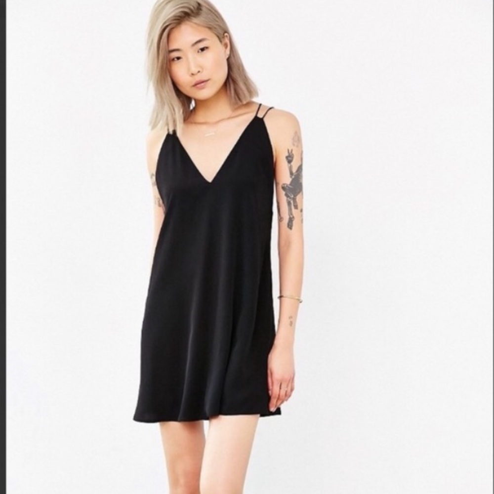 Silence + Noise Black Silky Dress